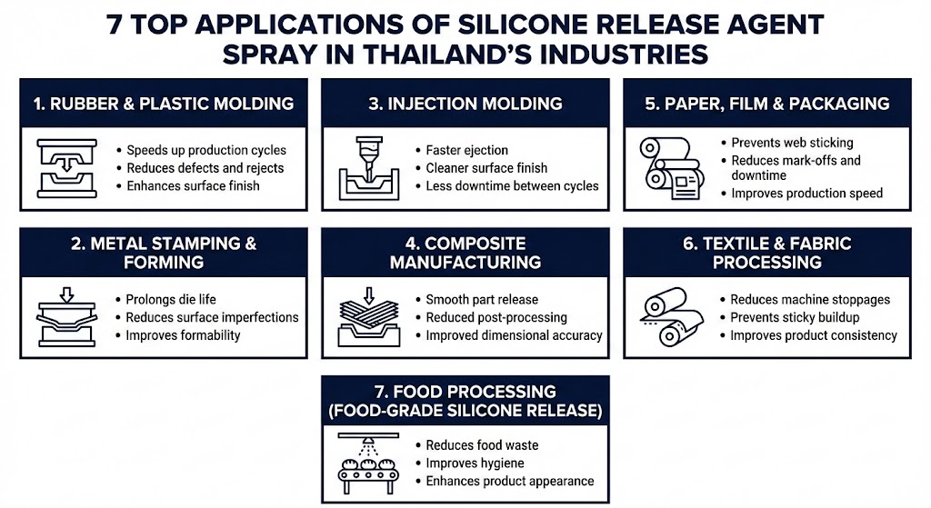 7 Top Applications of Silicone Release Agent Spray In Thailand's Industries